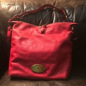 Mulberry Pinkish Red Shoulder Bag with Gold Hardware **Wear on corners and strap